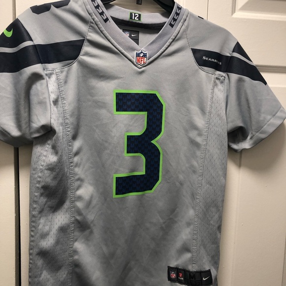 Nike On Field NFL Seattle Seahawks #3 Wilson Youth Boy's Gray Football Jersey - Picture 1 of 15